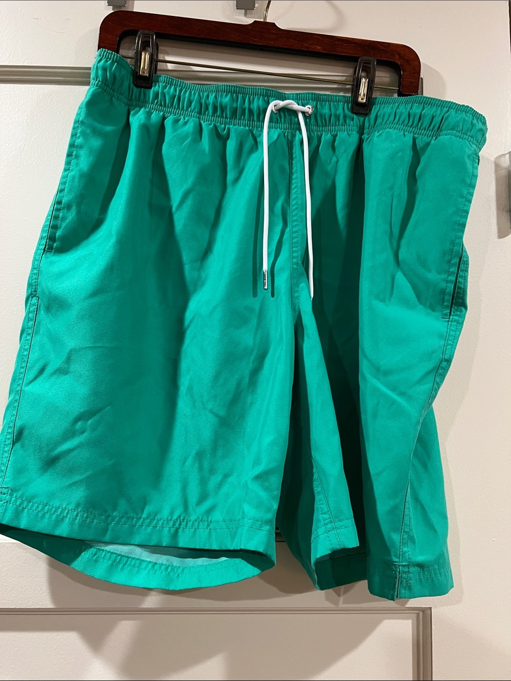 Lands' End Turquoise Men's Swim Trunks with White Drawstring
